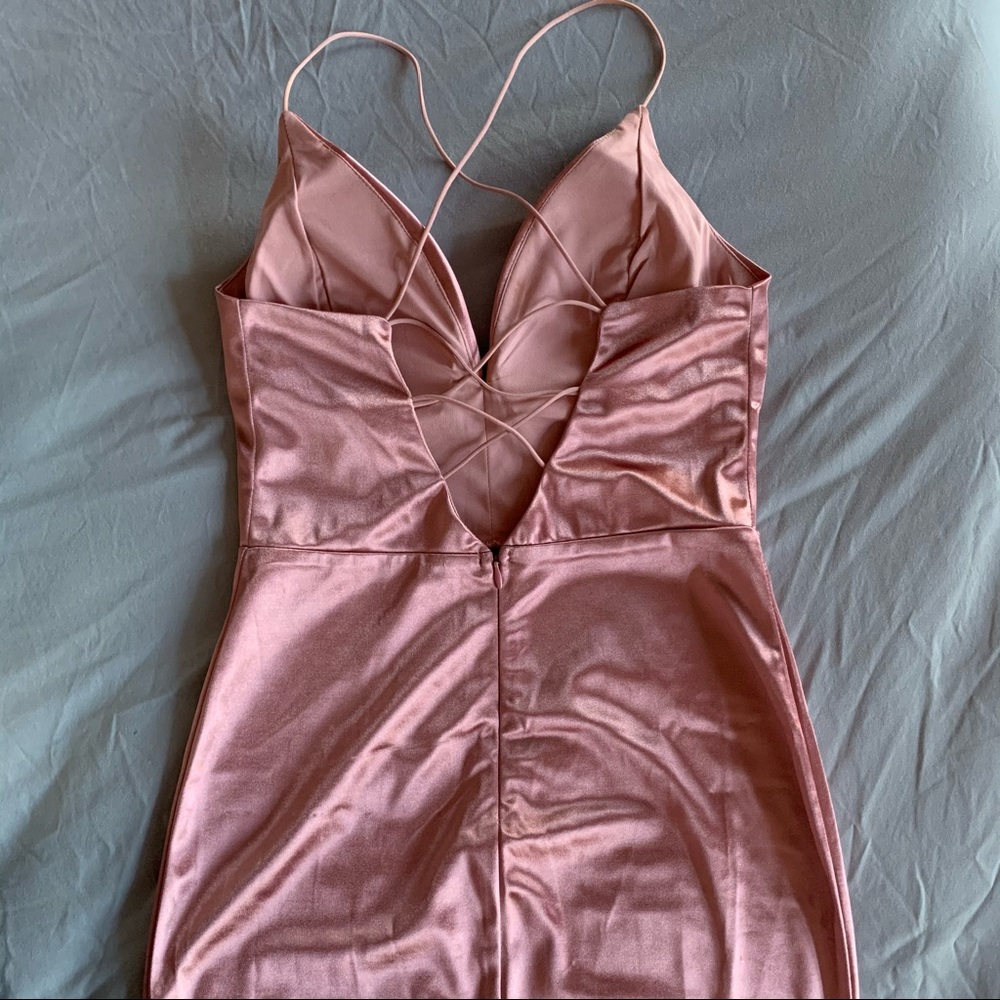 Fashion Nova - Satin rose gold/pink dress - Picture 3 of 3